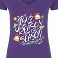 thumbnail image 4 of Inktastic Jesus is the Reason for the Season Christmas Bells and Stars Women's V-Neck T-Shirt, 4 of 5