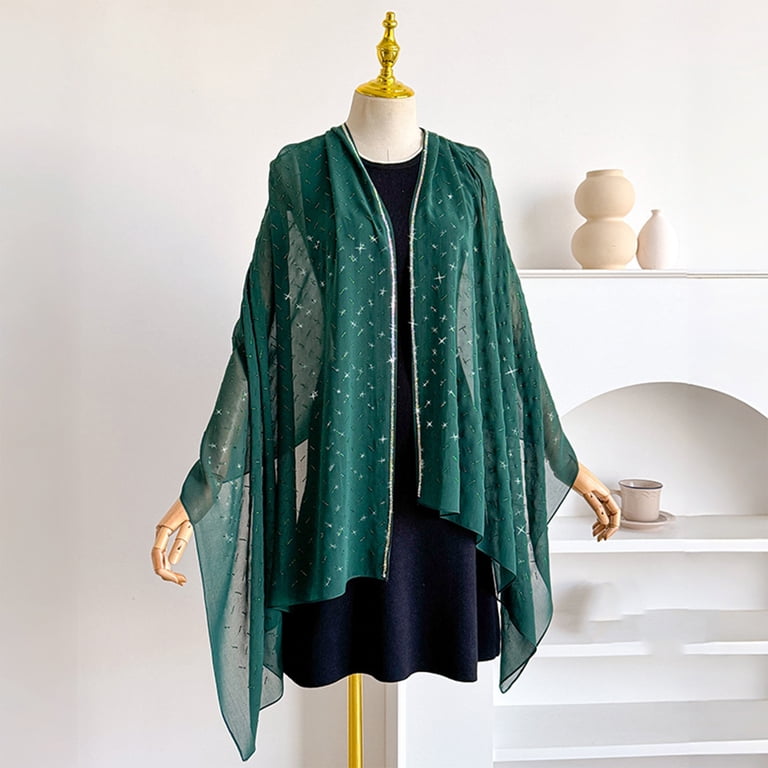 shawl for dark green dress Sewkxo Women's Shawls and Wraps Evening Chiffon Soft Elegant Silky Wedding Bridal Scarf,Dark One Size Vacation Outfits