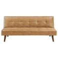 thumbnail image 2 of Sena Futon Convertible Sofa Bed Sleeper Couch, Light Brown Faux Leather, 2 of 2