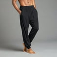 thumbnail image 3 of Pajama Pants for Men Solid with Drawstring Pajamas Pants with Pockets Elastic Waist Pjs Comfortable Casual Lightweight Baggy Relaxed Fit Sleep Pj Bottoms,Black M, 3 of 6