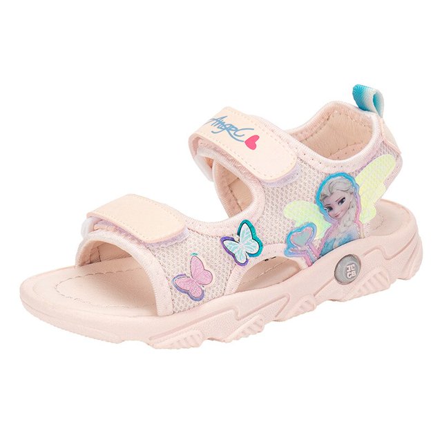 Sandalias de Disney para niñas, nueva moda coreana de verano, zapatos de elsa de frozen para niños, suela blanda, zapatos de playa para niñas pequeñas, 35 plantillas de 21,3 cm Gao Jinjia LED