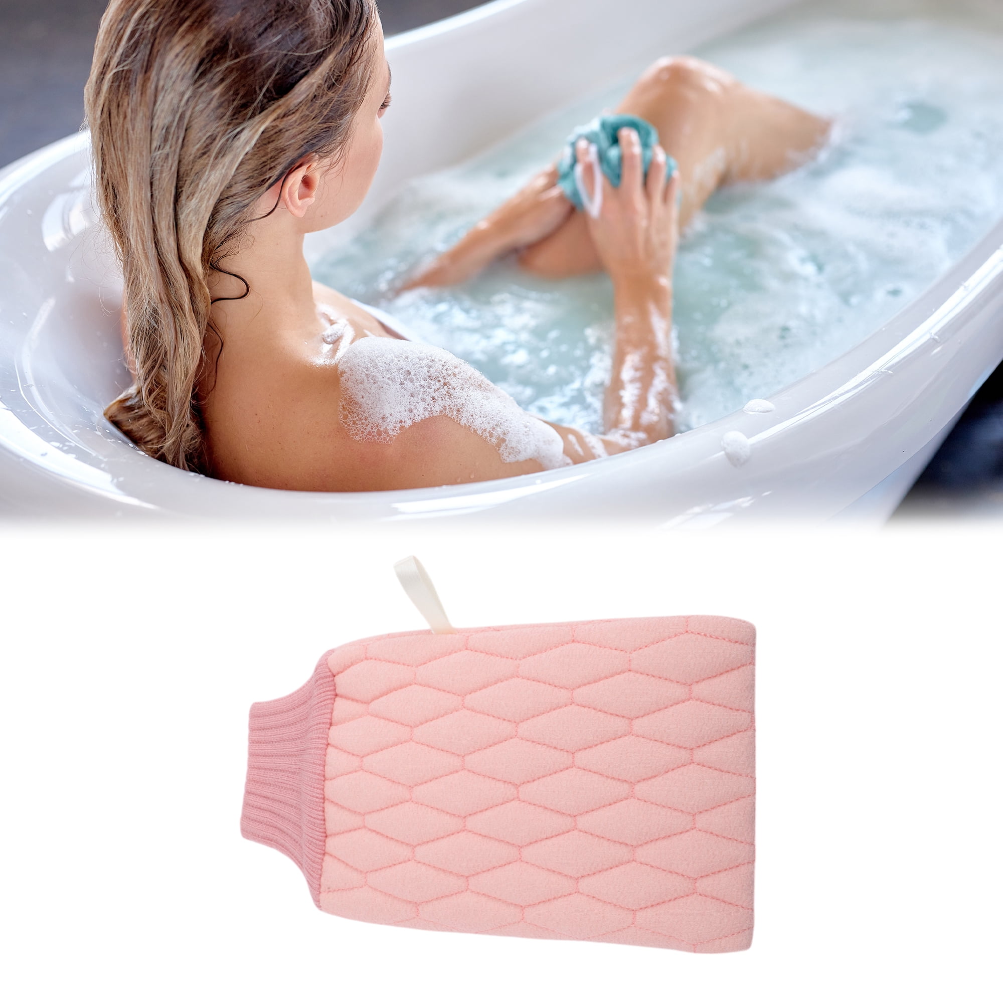 Unique Bargains Double-sided Bath Towel for Shower Room 5.51"x9.06" 1 Pc Pink