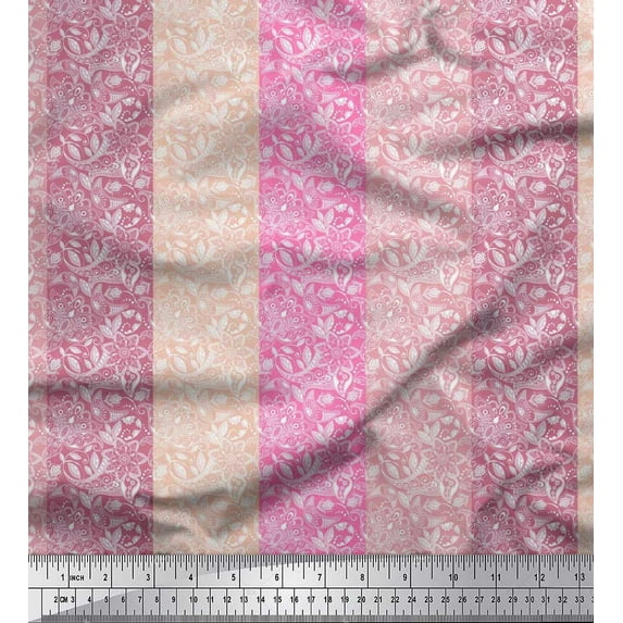 Soimoi Viscose Chiffon Fabric Stripe,Floral & Paisley Printed Craft Fabric by the Yard 42 Inch Wide