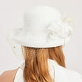 thumbnail image 6 of rygai Sun Hat Breathable Big Brim Flower Stitching Adjustable Trendy Dress Up Soft Rolling Edge Net Yarn Women Hat Summer Accessories,Apricot, 6 of 7