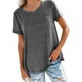 thumbnail image 1 of Casual Style Loose Short-sleeved Pockets Stitching Solid Color T-shirt Simple Natural Fashion Ladies Set Short Sleeves, 1 of 3