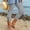Gray women capri pants summer a1, variant on Cagogo Women Capri Pants Summer Casual Loose High Waisted Cropped Pants Elastic Waist Button Solid Basic Vacation Beach Trousers Fashion Beachwear, Brown S