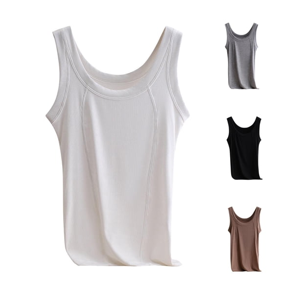Bixock Tank Tops for Womens Sleeveless Blouse Ribbed Camisole Crew Neck Soft Elastic Casual Daily Layering Cami Top Beach Daily Home Clothes
