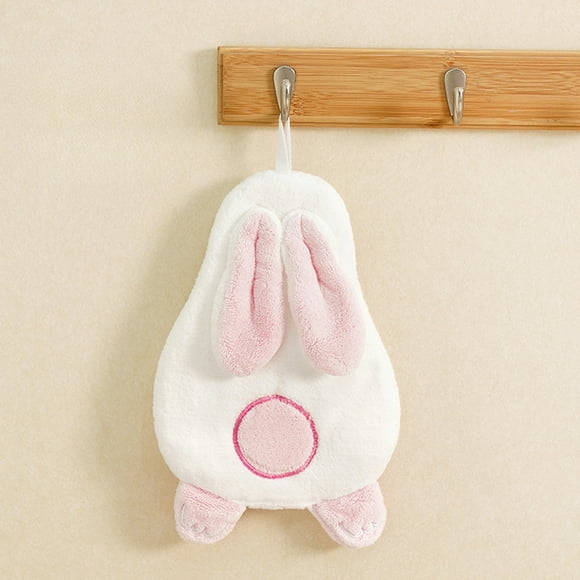 Apmemiss Clearance Plush Hand Towel Comfortable Touch with Hanging Loop Rabbit Shape Coral Fleece Absorbent Soft Quick-Drying Bathroom for Kids