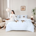 thumbnail image 4 of Manfei Cheetah Print Bowknot Bedding Comforter Set 7-Piece for Girls Women,Kids Teens Vintage Ribbon Bow Tie King Bedding Sets,Luxury Bedroom Decor, 4 of 7