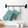 thumbnail image 6 of Hirioo Teal Green Glitter for Silicone Oven Mitts for BBQ, Baking, Cooking, Set of 2, Heat Resistant 260℃, Non-Slip Kitchen Essentials, 6 of 6