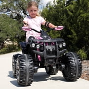 24 Volt ATV for Kids, Sunnyfree 4 Wheeler for Kids, 4WD Power Car Wheels with Remote, Bluetooth, Music, Spring Suspension, Pink