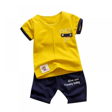 

Lovebay Baby Boys Summer Clothes Toddler Cartoon Clothing Set Infant Boy Short Sleeve T-Shirt+Shorts Suits 3-4 Years