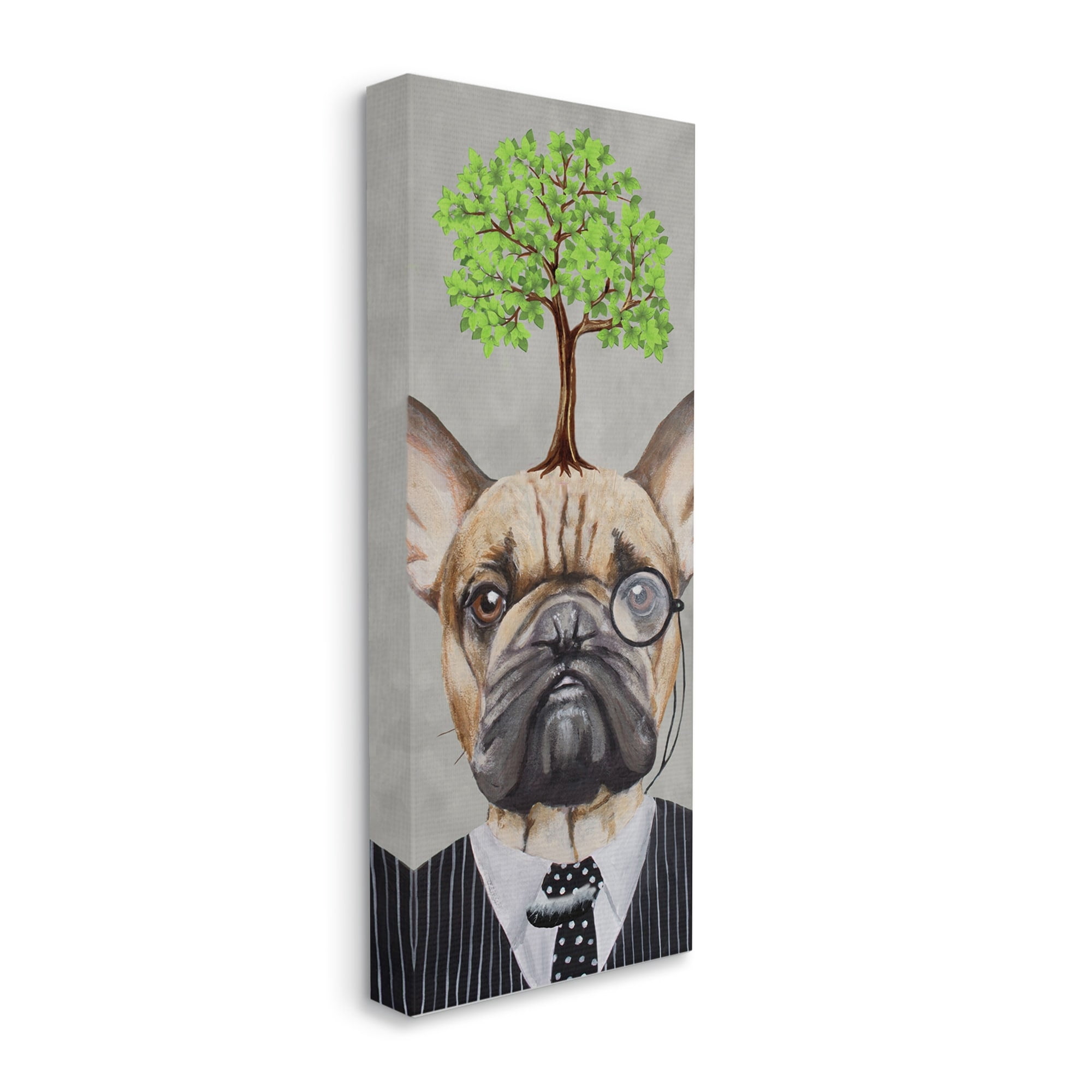 Stupell Industries Dog Wearing Suit Botanical Tree Animals & Insects Painting Gallery Wrapped Canvas Print Wall Art