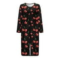 thumbnail image 5 of FOR U DESIGNS Cherry Print House Dresses for Women Comfortable Long Sleeve Night Shirts Soft Duster Lounger Robe with Pockets,Sleep Dress with Zipper, S, 5 of 8