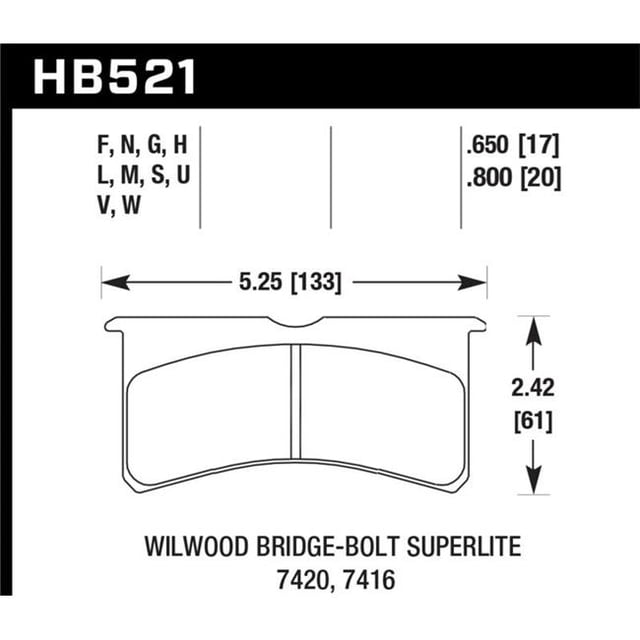 Hawk Performance HB521B.650 Brake Pads for Wilwood BB SL 7421 HPS 5.0