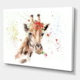 thumbnail image 3 of Designart ' Portrait of A Giraffe With Red Flowers II ' Farmhouse Canvas Wall Art Print, 3 of 3