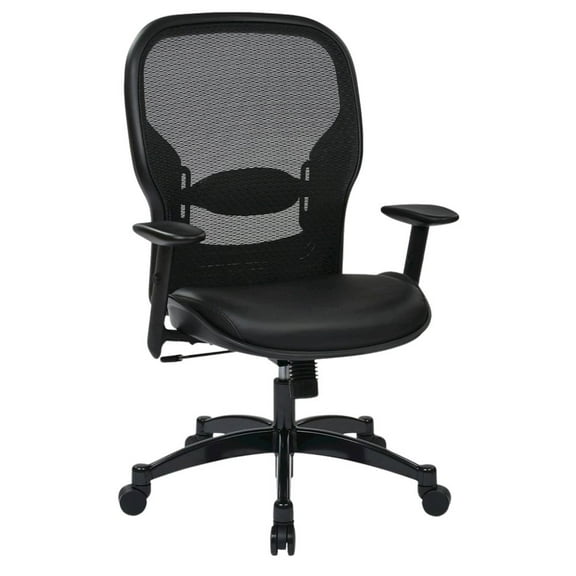 FurniFact Ergonomic Office Chair – Black Leather Desk Chair for Home Office Use