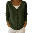 thumbnail image 3 of YGJTJYD Women's Quilted V Neck Button Down Cardigan Long Sleeve Lightweight Casual Winter Layering Jacket, 3 of 10