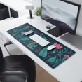 thumbnail image 2 of Floral Mouse Mat, Flower Black Base Gaming Mouse Pad, Rectangle Large Non-Slip Rubber Gaming Mouse Pad with Stitched Edges, Office Mouse Pad for Women Men Kids, 31.5x11.8in, 2 of 7