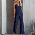 thumbnail image 2 of Honeeladyy Women Summer Casual Sleeveless Solid Color Bandage Wide Leg Pants Jumpsuits Simple Loose Women Trousers, 2 of 8