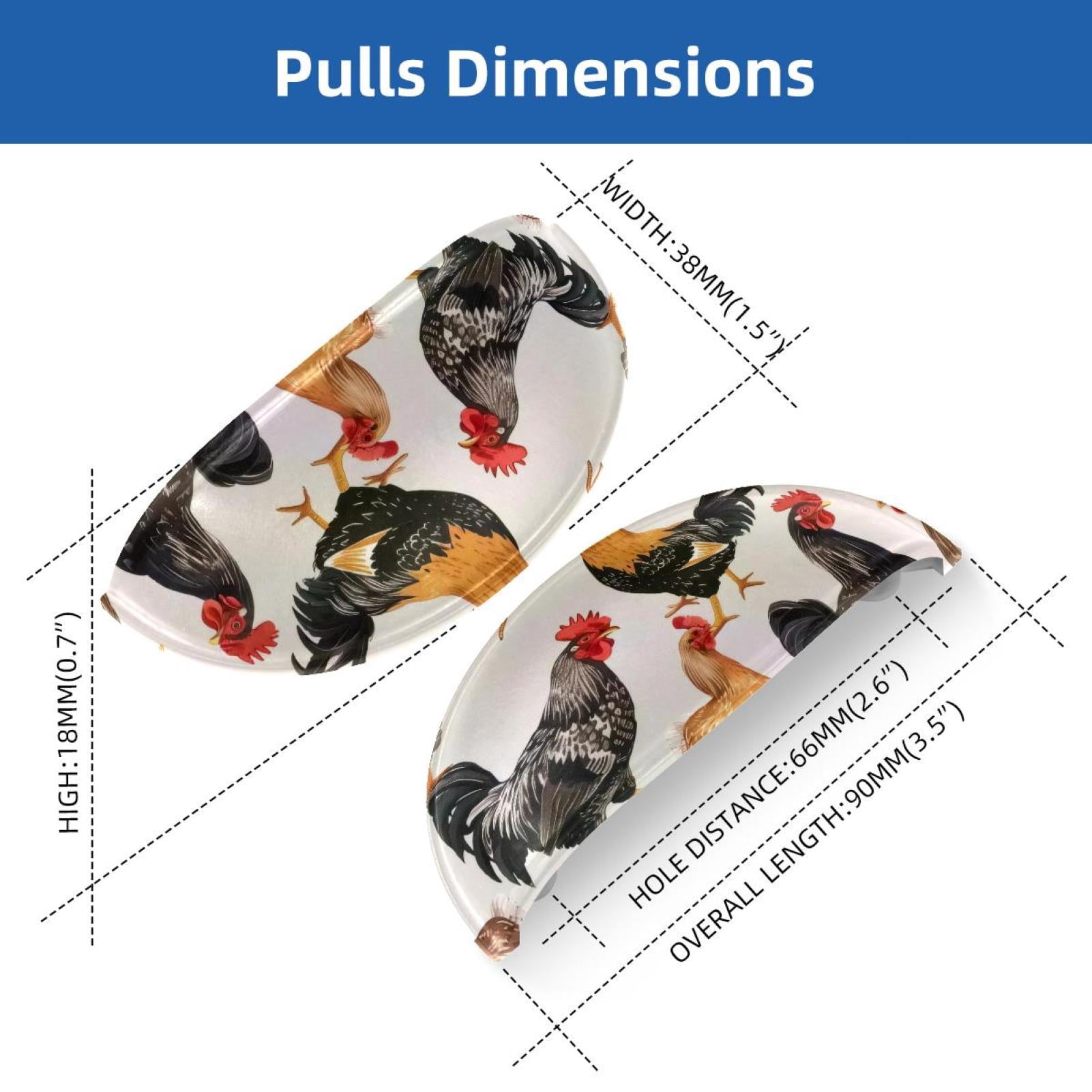 PhooArto 6 Pcs Cup Drawer Pulls, Rooster Hen Chicken Pattern Shell Shape Handles Cabinet Knobs for Dresser Cupboard Closet Wardrobe with Screws