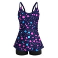 thumbnail image 4 of Tankini Sets for Women Built-in Padded Cups Athletic Scoop Neck 2 Piece Bathing Suits Vintage Floral Print Full Coverage Boyshorts Swimwear, 4 of 8