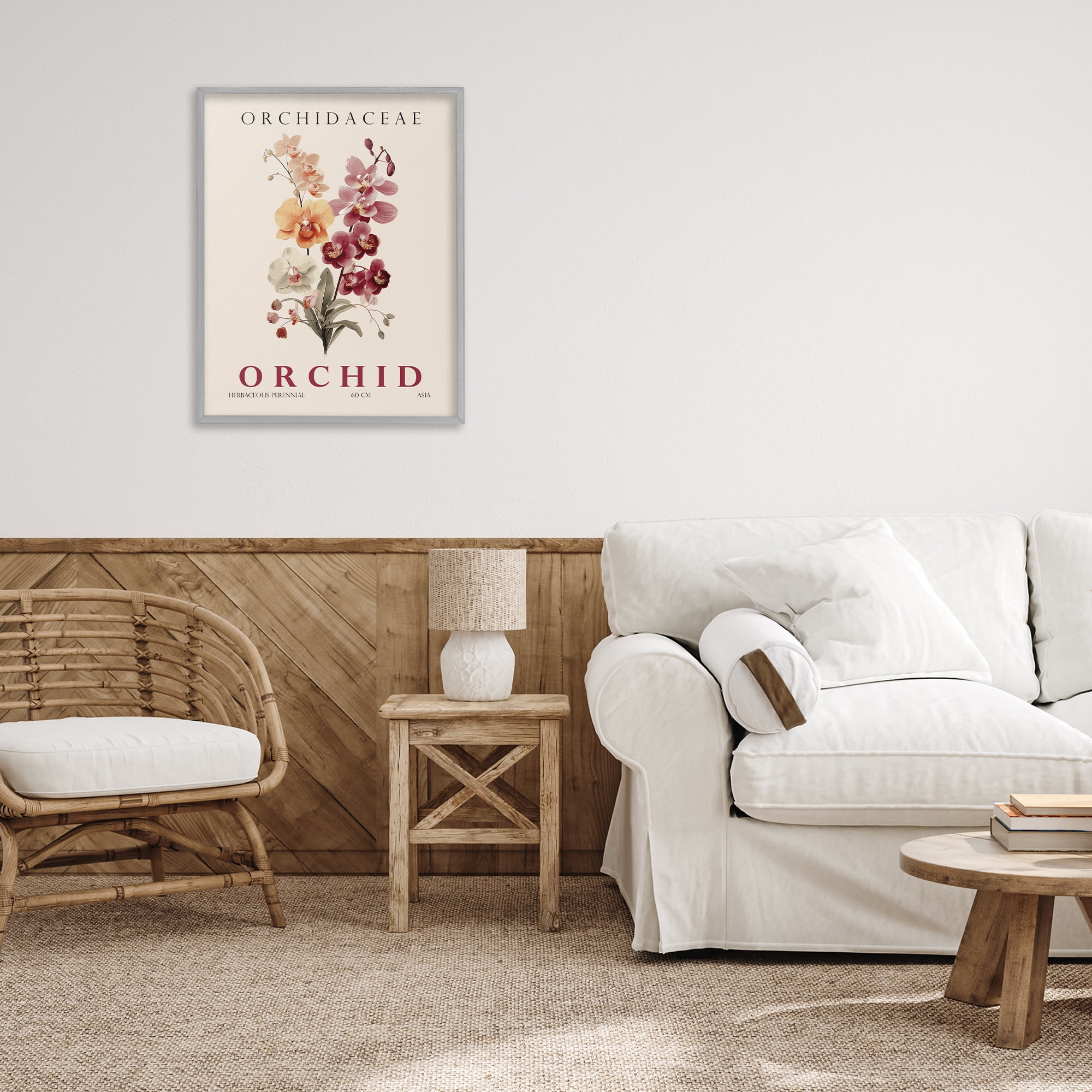 Stupell Industries Natural Orchid Bundle Gray Framed Giclee Art, design by Christopher Giampietro