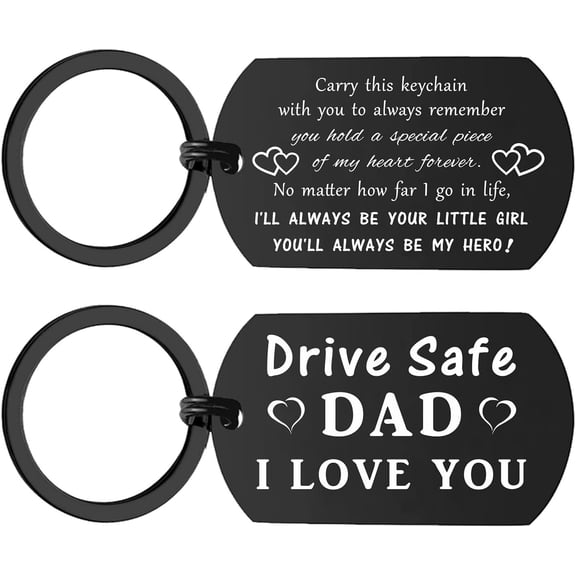 Drive Safe Dad Keychain - l Love You Dad Gifts from Daughter Son, Fathers Day, Birthday Gift for Daddy Keychain From Daughter From Daughter