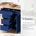 thumbnail image 6 of Harper & Bright Designs Kitchen Island with Wheels and Storage 8 Drawers, Large Kitchen Island Cart with Flatware Organizer, Blue, 6 of 15