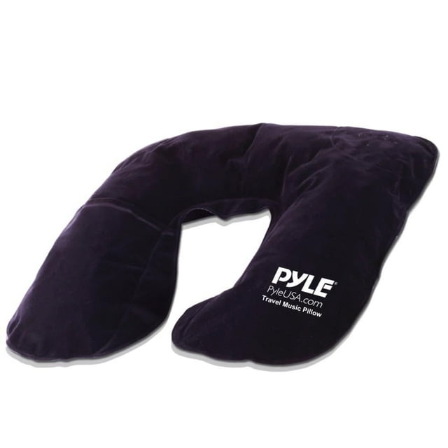 Pyle Almohada Musical De Viaje Portátil Y Cómoda - Soporte Para El Cuello Con Batería Recargable Altavoz Dual Conectividad Bluetooth Y Control Remoto Para Transmisión Inalámbrica En Casa Oficina Viaje
