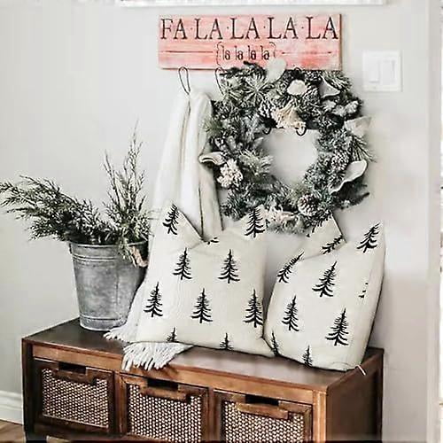 YCOLL Christmas Cushion Covers 50x50 cm 2 Pack Christmas Cushions Decorative Xmas Christmas Pillows Linen Cushion Cases for Christmas Decor Sofa Bedro