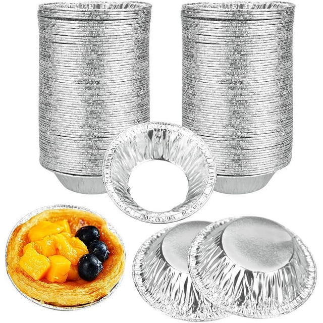 250 piezas de papel de aluminio desechable para tartas, huevos, tartas, papel de aluminio, tartas, mini tartas antiadherentes para hornear cupcakes, pudines, gelatina, pasteles.