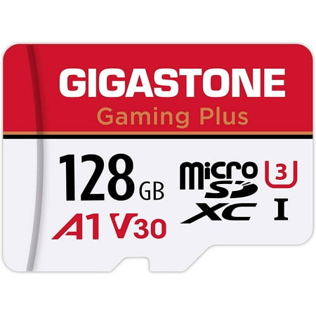 Gigastone 128GB microSDXC U3 A1V30 Memory Card for Nintendo Switch, Red and White – 100MB/s, Micro SD Card