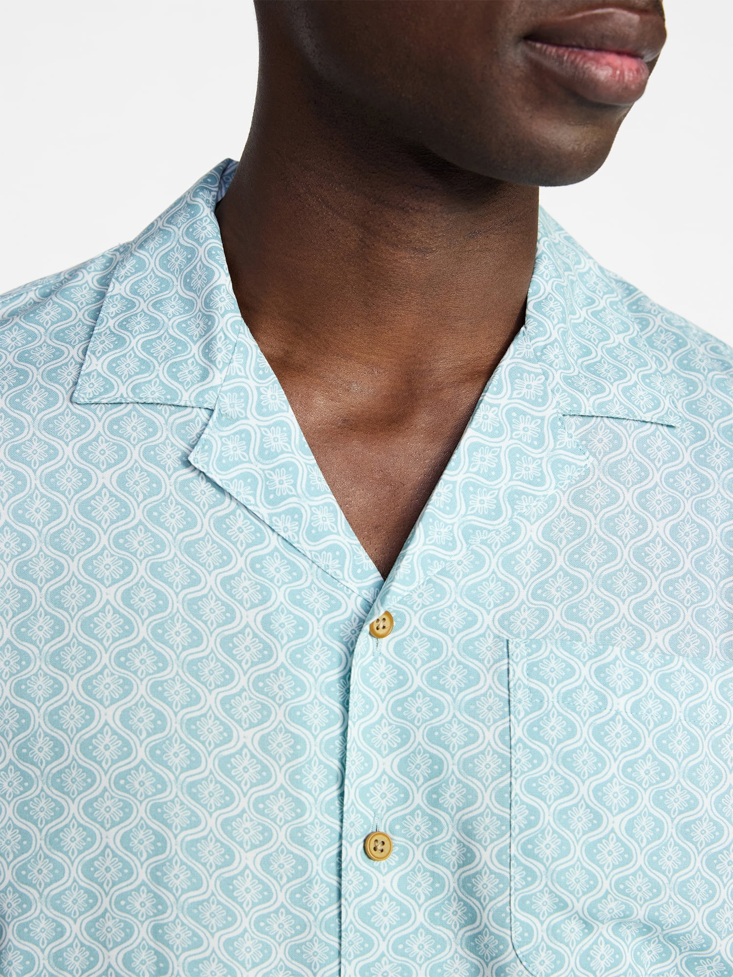 George Men's Relaxed Fit Printed Camp Shirt with Short Sleeves, Sizes S-3XLT