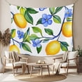 thumbnail image 2 of Yellow Lemon Large Tapestry for Bedroom Wall Hanging Tapestry,Blue Flower Botanical Blossom Motif Spring Ceiling Backdrop Tapestries Poster Blanket Wall Decor for Teens Room Living Room 85" x 90", 2 of 8