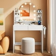 thumbnail image 6 of Cuoote Makeup Vanity with Mirror and Lights, 3 Color Lighting, Small Vanity Desk with Power Outlet, Dressing Table for Small Spaces, 6 of 8