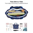 thumbnail image 4 of Tote Bag for Women - Dark Blue Christmas Dog and Snowman Pattern Shoulder Bag - Large Utility Work Duffle Bag with Zipper Handbag for Travel, Work, Sprots, 4 of 5