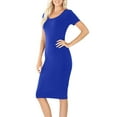 thumbnail image 6 of Womens Short Sleeve Bodycon Fitted Knee Length Midi Dress, 6 of 7