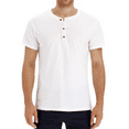 thumbnail image 3 of JWD Classic henley style Three button henley closure, Mens Henley Short Sleeve T-Shirt Cotton Casual Shirt Mens ShirtsSummer Daily T-Shirts, 3 of 5