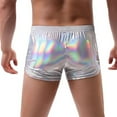 thumbnail image 3 of Men's Metallic Shorts Sexy Shiny Shorts Sparkly Rave Outfit Holographic Booty Shorts with Pockets, 3 of 4