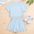 thumbnail image 3 of SGMVNU Girls 2 Piece Summer Athletic Outfits, Short Sleeve Crewneck Shirt Workout Top and Flowy Shorts Tracksuit, Size 13-14 Years, Blue, 3 of 3