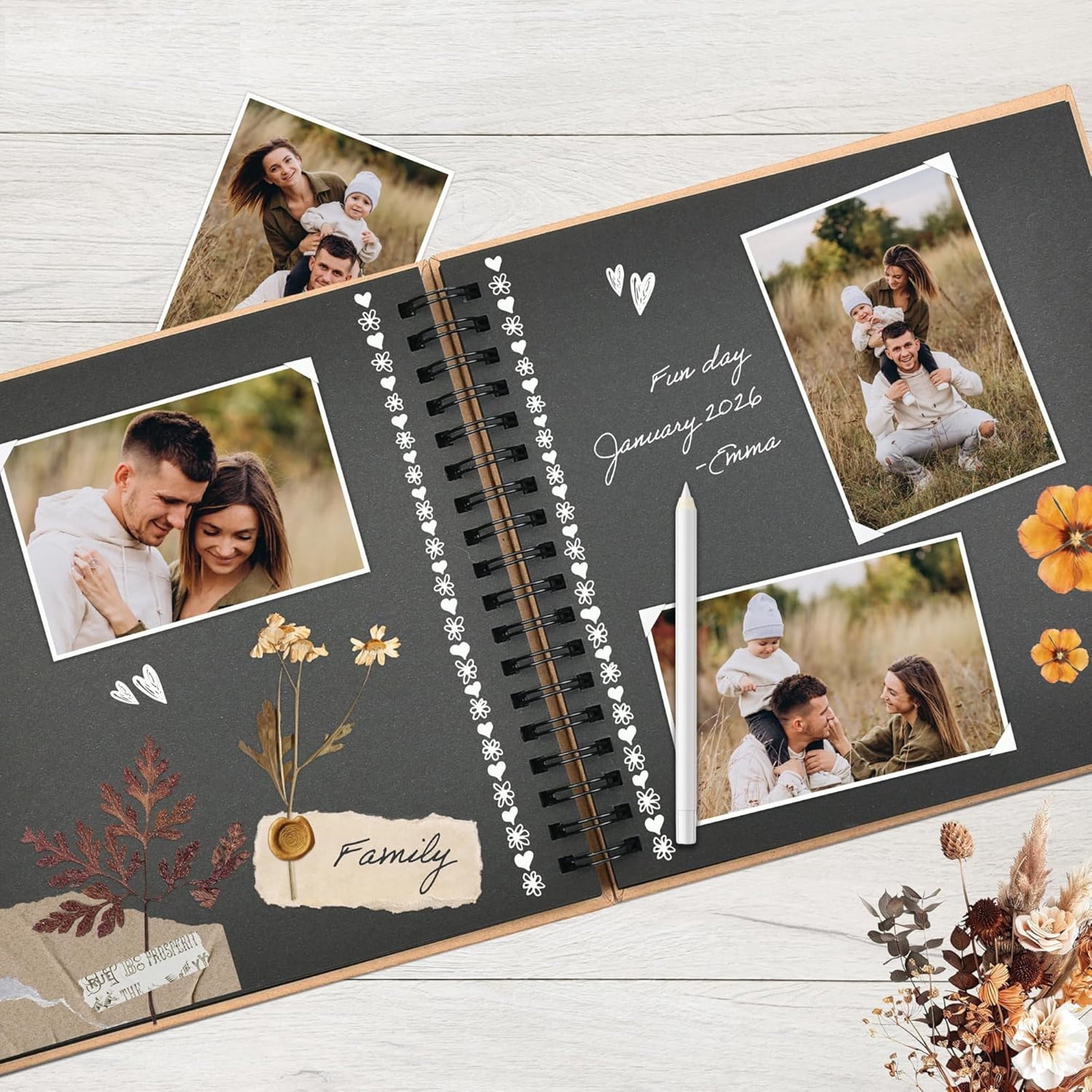 Scrapbook Album,8 x 8 Inch Scrap book,Black Card Scrapbook albums with Window Design,Hardcover Photo Album Scrapbook for DIY Craft,Traveling, Birthday & Holiday Gifts,5 Colors Option(Light Blue)