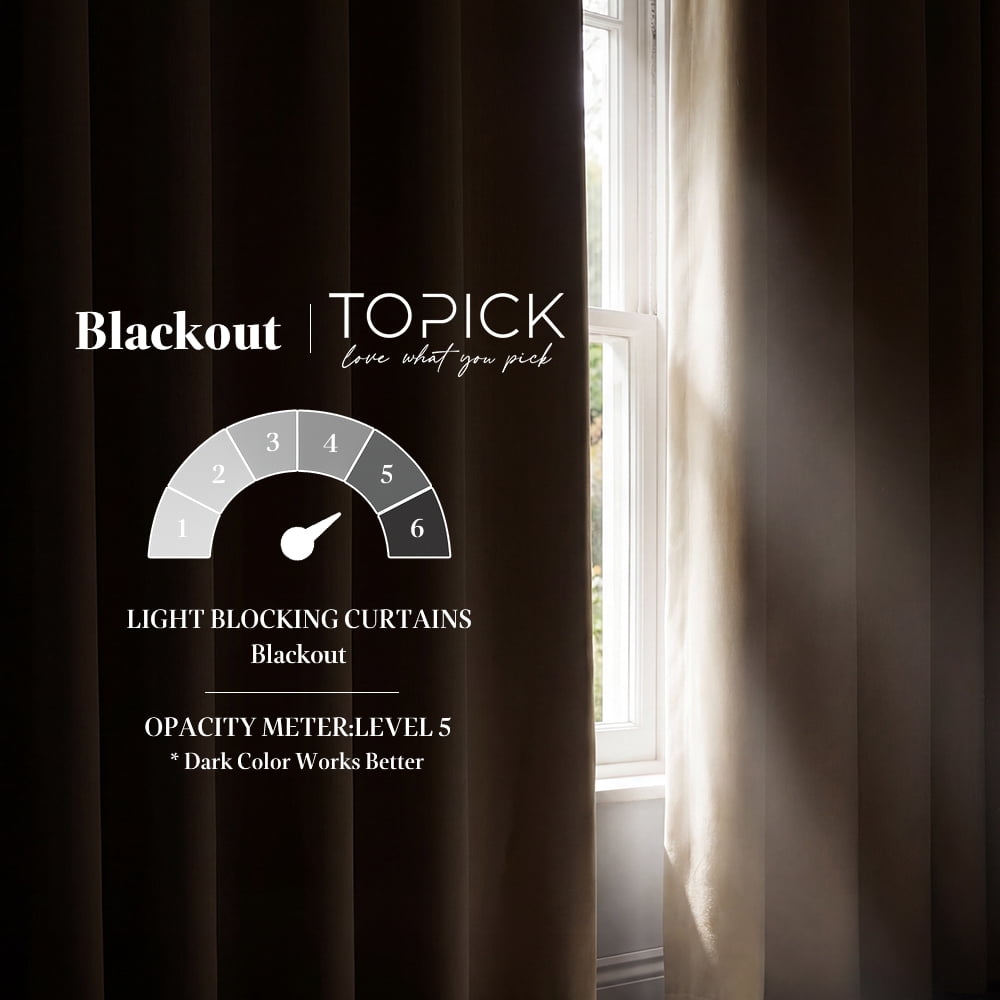 TOPICK Beige Room Darkening Curtains Solid Grommet Drapes for Bedroom Living Room Dining Room 2 Panels W40" x L96" inch