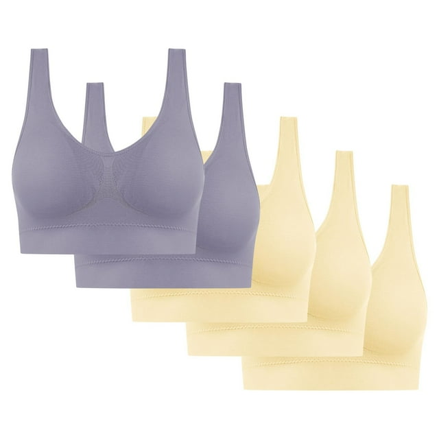 5PC Women's High Impact Sports Bra - Seamless Wireless Support | Comfortable Workout Bralette with Pad Insert Slots