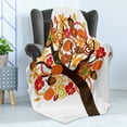 thumbnail image 4 of Fall Soft Flannel Fleece Throw Blanket, Tree with Fall Elements Flowers Leaves Pumpkins Acorns Season Harvest Nature, Cozy Plush for Indoor and Outdoor Use, 60" x 80", Multicolor, by Ambesonne, 4 of 5