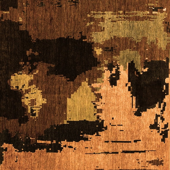 Ahgly Company Indoor Square Abstract Orange Modern Area Rugs, 8' Square