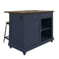Kelsey Kitchen Island with 2 Stools and Drawers, Blue