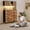 Brown, variant on QinaQin 12-Drawer Dressing Table with Power Outlet and Open Shelves - Led Lighting, Wooden Tabletop, Metal Frame, Fabric Dressing Table, Suitable for Bedroom, Hallway, and Living Room