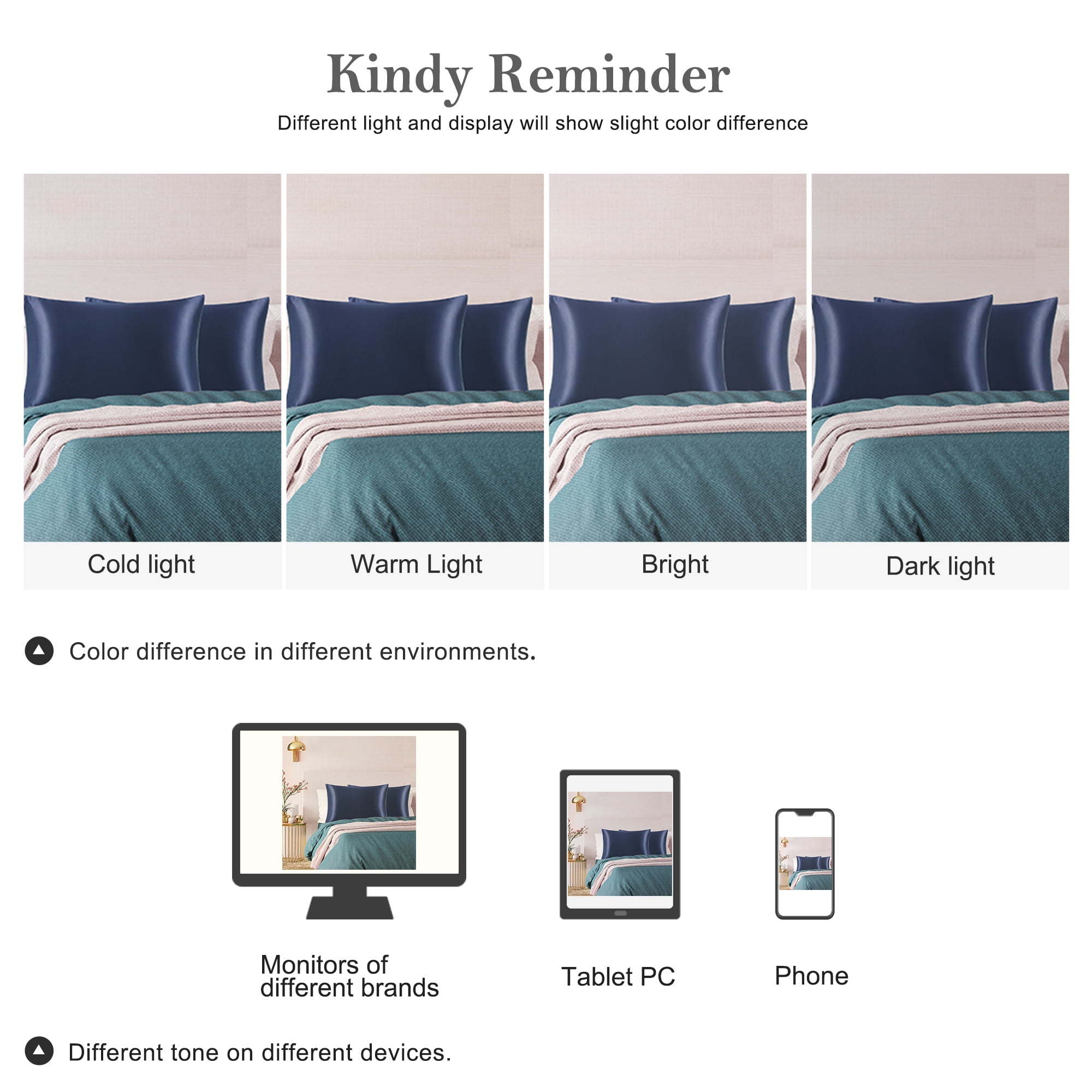 Unique Bargains Durable Soft Zippered Closure Set of 2 Satin Pillowcase Navy Blue Standard(20"x26")