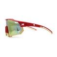 thumbnail image 3 of Mens Trendy Futuristic Color Mirror Oversize Shield Sport Plastic Sunglasses Red Beige Orange Mirror, 3 of 4